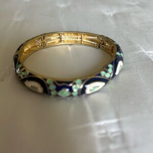 Stella & Dot Gold and Navy Enamel Bracelet